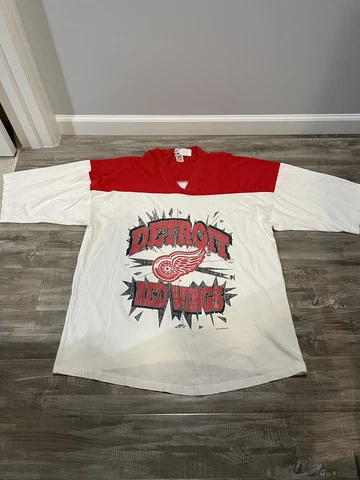 Vintage 1993 Detroit Red Wings 3/4 Sleeve Shirt Sz XL True Fan Red White Cover