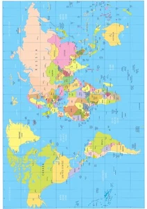Papel pintado mapa del mundo papel tapiz tamaño A4 comestible oblea papel/hoja de glaseado - Imagen 1 de 1