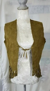 Vintage Handarbeit Wildleder Hipster Boho Hippie Weste Fransen Damen Small - Bild 1 von 9