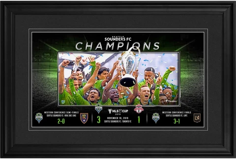 Seattle Sounders FC 2019 MLS Cup Champs Framed 10x18 Panoramic Photo Cover