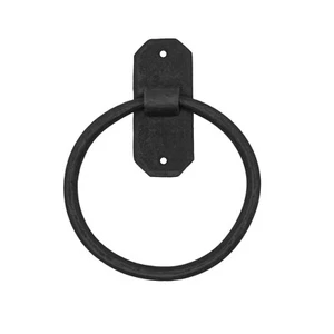 Black Towel Ring 7" Iron Nautical Decor Beach Lake Boat Bathroom Accessory - Picture 1 of 7