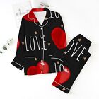 Women Home Spring And Autumn Love Printed Pajamas Long Sleeved Trousers Two