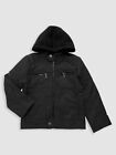 $118 Urban Republic Boy's Black Faux Suede Hooded Moto Coat Jacket Size S