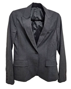Theory Gabe B Wool Blend One Button Heathered Gray Blazer Size 8 EUC - Picture 1 of 5