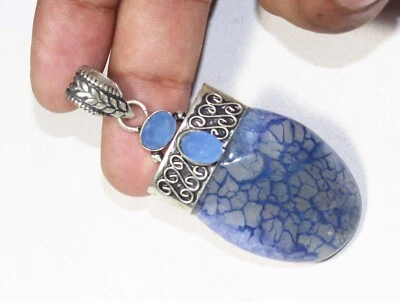 Colgante de piedras preciosas hechas a mano con forma ovalada de topacio de calcita tamaño 2 pulgadas Foto 1 de 4