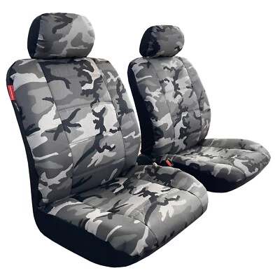 Fundas de asiento de auto delanteras gris algodón diseño camuflaje para Jeep Compass 2020 Foto 1 de 3