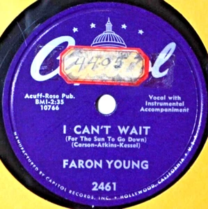 78 RPM Faron Young I Can't Wait / What's the Use to Love You VG+ Western COUPONS - Picture 1 of 5