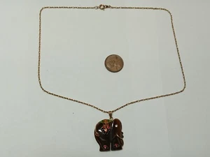 Golden Tigers Eye Elephant Pendant Necklace - Imagen 1 de 7