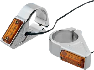 Joker Machine Rectangle Fork Mount Turn Signals 39mm Chrome 05-300-3 - Picture 1 of 1