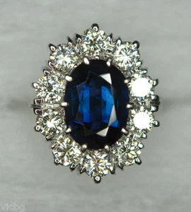 Vintage 2,20ct. Natürlicher unbeheizter burmesischer Mogok Saphir Diamant Cluster Ring 18K - Bild 1 von 5