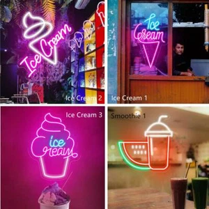 Free Design Custom Ice Cream Neon Sign Milkshake Sign Coffee Shop Restaurant Art - Picture 1 of 14