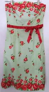 Studio Y Strapless Dress Women's Small Floral Cabbage Roses Retro Mid Century - Picture 1 of 15