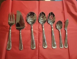 7pc Serving Set Waterford Russborough Spoon Casserole Pie Butter Knife 18/10 9" - Picture 1 of 20