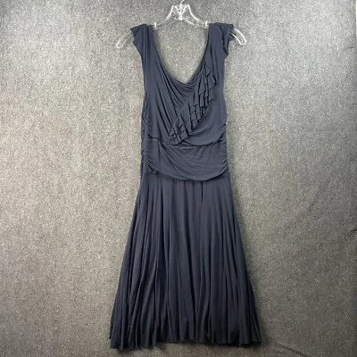 Baily 44 Dress Women's Small Navy Blue Wrap Jersey Ruffled Pleated Midi Stretch - Image 1 of 4