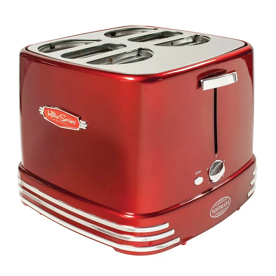 Nostalgia #RHDT800RETRORED. Electrics Pop-Up Hot Dog Toaster. Retro Red. - Image 1 of 4
