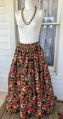 Maxi Falda Vintage Años 60 Crinolina Hinchada Metálica Floral Foto 1 de 4