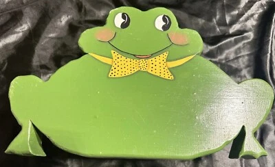 Child’s Wooden Seat Bench Stool Adorable Hand Painted Frog Solid Wood Step Stool - Image 1 of 4