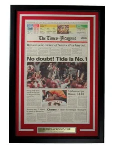 Alabama Crimson Tide 1992 NCAA Champs Times-Picayune periódico enmarcado 166091 - Imagen 1 de 2