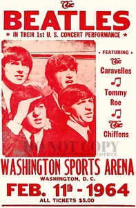 The Beatles Poster 11 X 17 | Live 1964 Washington | 1st US Concert | RARE Print - Picture 1 of 1