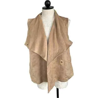 Kut From The Kloth Faux Suede Drape Front Sleeveless Vest Desert Beige  Large - Image 1 of 4