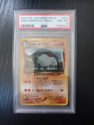 PSA 8 Japanese Pokemon Neo 4 Destiny Dark Donphan Holo - Image 1 of 2
