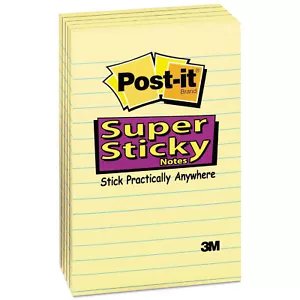 Blocs de notas amarillos canarios Post-it forrados 4 x 6 90 hojas paquete de 5 6605SSCY - Imagen 1 de 9