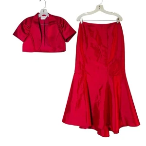 David's Braut Organza Maxirock Cropped Top Größe 6 Fuchsia Party Prinzessin - Bild 1 von 10