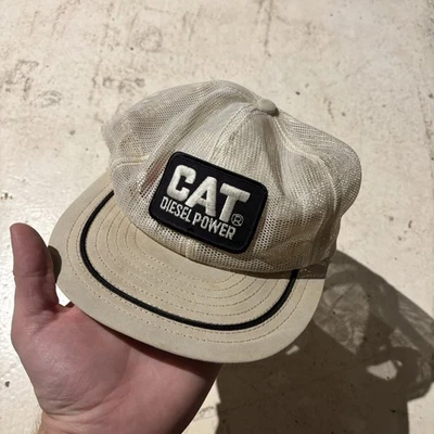 Sombrero Snapback Vintage Cat Diesel Power All Mesh Como Está Blanco Defectos  Foto 1 de 4