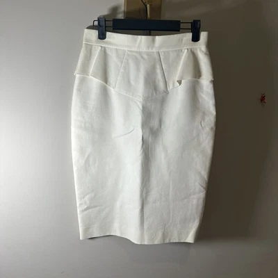 Falda recta EMILIO PUCCI blanco roto marfil hasta la rodilla mezcla de algodón talla 8 Foto 1 de 4