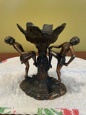 Antique Art Deco Period Lamp With Two Dancers Bronze Painted Finish 1930's  - Image 1 of 4