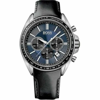 Reloj cronógrafo para hombre Hugo Boss 1513077 cuero negro analógico esfera azul 44 mm Foto 1 de 2