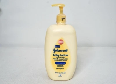 Loção Johnsons Baby manteiga de karité e cacau 27 oz garrafa amarela descontinuada NOS - Imagem 1 de 4