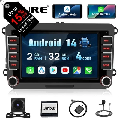 Android 14 Autoradio Carplay GPS Navi Kam Für VW GOLF 5 6 Touran Tiguan Polo EOS - Bild 1 von 4