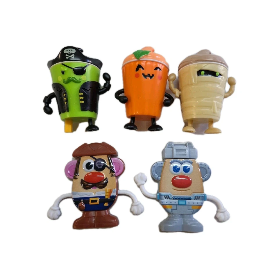 Lote de 5 juguetes de comida para niños Wendy’s - tazas de Halloween y cabeza de patata Mr Foto 1 de 2