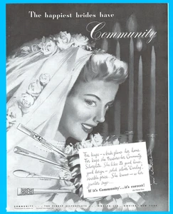Oneida silverware Community wedding bride silver ephemera vintage print ad 1949 - Picture 1 of 3