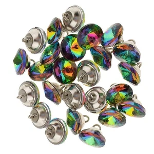 25x Colorful Crystal Shank Buttons Sofa Knobs Embellishments - Picture 1 of 8
