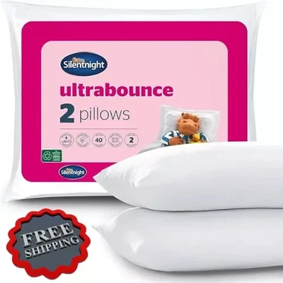 Paquete de 2 almohadas Silentnight Ultrabounce soporte suave cama de hotel hinchable hechas en el Reino Unido Foto 1 de 4