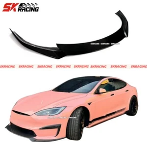 Fits Tesla Model S Sedan 2021-2023 Real Carbon Fiber Front Lip Bumper Body kits - Picture 1 of 15