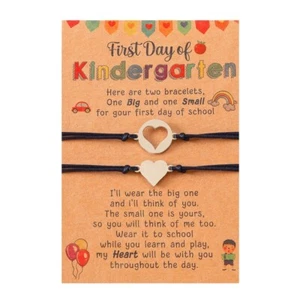 2x Hollow Heart Bracelet First Day of School Bracelet Mother Daughter Wristband - Picture 1 of 6