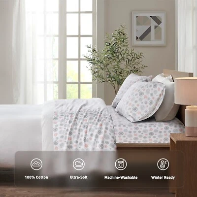 Acogedor juego de sábanas True North by Sleep Philosophy estampado de franela de algodón con bolsillo profundo Foto 1 de 4