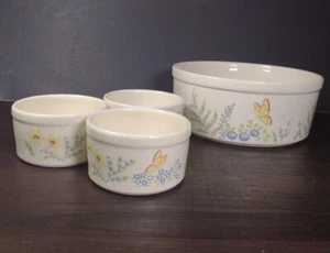 Lenox Butterfly Cuisine China Cinderella Round Souffle Dish 7" & 3 small Dishes - Picture 1 of 12