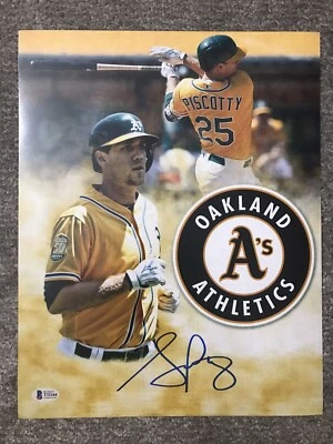 Foto autografiada de Stephen Piscotty Oakland Athletics 11x14 certificado de autenticidad Beckett Foto 1 de 3