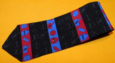 CORBATA VICKY DAVIS " RELLENO" NEGRO/ROJO/AZUL MOTIVO MEDICINA - CORBATAS DE DISEÑADOR. Foto 1 de 3