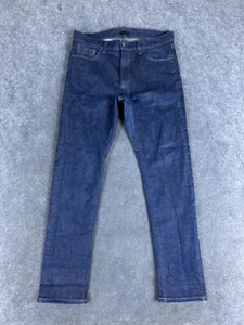 Uniqlo Jeans Mens 32x32 Blue Selvedge Slim Straight Denim Pockets Dark Wash - Picture 1 of 14