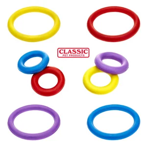 Dog Toy Rubber Ring Classic Tough Durable Fetch Tug Small or Large in 4 Colours - Picture 1 of 13
