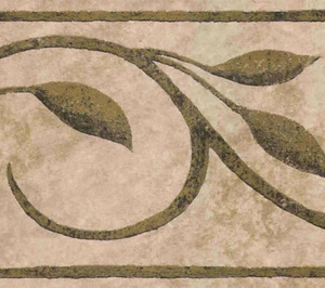 BEIGE GOLD MODERN LEAF SCROLL WALLPAPER BORDER B0665 - Picture 1 of 2