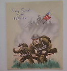 UNUSED Vtg WW2 1940s TO FRIEND IN SERVICE Patriotic MILITARY Tank Flag CARD