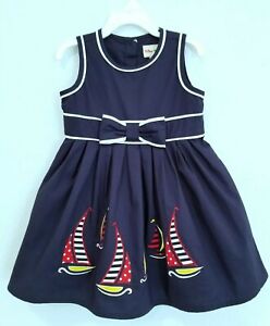 Toffee Apple Toddler Girl's Sailboat Nautical Dress & Bloomer Set-Size-3T or 4T
