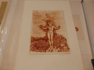 Rare Large High Quality Herbert Fink etching titled " craigs passion " 1978 - Picture 1 of 3