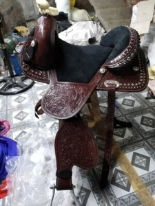 ANTIQUESADDLE Western Pleasure Barrel Racing Premium Leather TREELESS Saddle - Picture 1 of 1